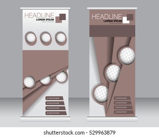 Roll up banner stand template. Abstract background for design,  business, education, advertisement.  Brown color. Vector  illustration.