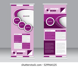 Roll up banner stand template. Abstract background for design,  business, education, advertisement.  Vector  illustration