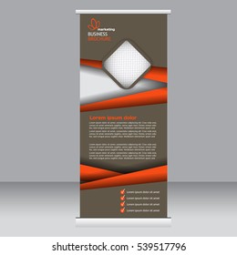 Roll up banner stand template. Abstract background for design,  business, education, advertisement. Brown and orange color. Vector  illustration
