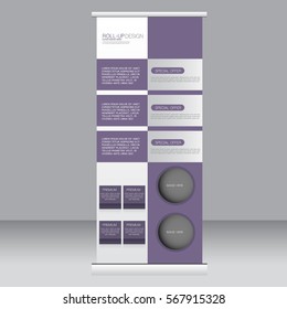 Roll up banner stand template. Abstract background for design,  business, education, advertisement. Vector  illustration.