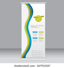 Roll up banner stand template. Abstract background for design,  business, education, advertisement. Vector  illustration.