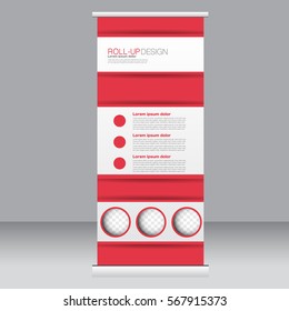 Roll up banner stand template. Abstract background for design,  business, education, advertisement. Vector  illustration.