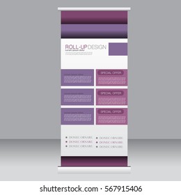 Roll up banner stand template. Abstract background for design,  business, education, advertisement. Vector  illustration.