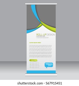Roll up banner stand template. Abstract background for design,  business, education, advertisement. Vector  illustration.