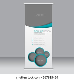 Roll up banner stand template. Abstract background for design,  business, education, advertisement. Vector  illustration.