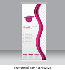 Roll up banner stand template. Abstract background for design,  business, education, advertisement. Vector  illustration