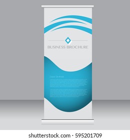 Modelo de suporte de banner de acúmulo. Fundo abstrato para design, negócios, educação, publicidade. Cor azul. Ilustração vetorial.