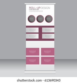 Roll up banner stand template. Abstract background for design,  business, education, advertisement. Vector  illustration.