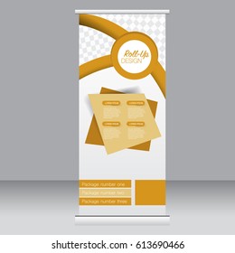 Roll up banner stand template. Abstract background for design,  business, education, advertisement. Vector  illustration.