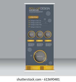 Roll up banner stand template. Abstract background for design,  business, education, advertisement. Vector  illustration.