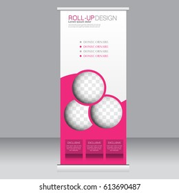 Roll up banner stand template. Abstract background for design,  business, education, advertisement. Vector  illustration.