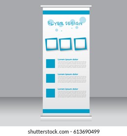 Roll up banner stand template. Abstract background for design,  business, education, advertisement. Vector  illustration.
