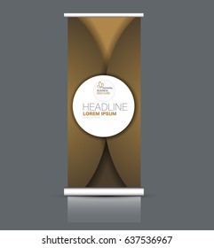 Roll up banner stand template. Abstract banner background for design,  business, education, advertisement. Brown color. Vector  illustration