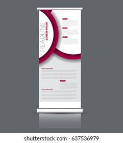 Roll up banner stand template. Abstract banner background for design,  business, education, advertisement. Pink color. Vector  illustration
