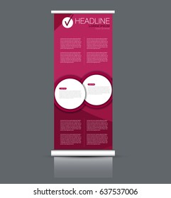 Roll up banner stand template. Abstract banner background for design,  business, education, advertisement. Pink color. Vector  illustration