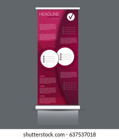 Roll up banner stand template. Abstract banner background for design,  business, education, advertisement. Pink color. Vector  illustration
