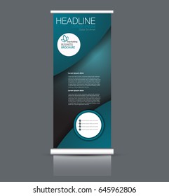 Roll up banner stand template. Abstract banner background for design,  business, education, advertisement. Blue color. Vector  illustration