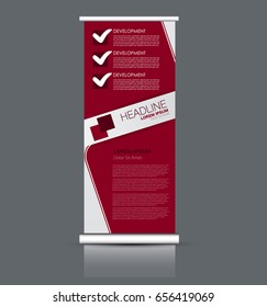 Roll up banner stand template. Abstract banner background for design,  business, education, advertisement. Pink color. Vector  illustration.