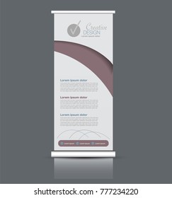 Roll up banner stand template. Abstract background for design,  business, education, advertisement. Vector  illustration. Brown color.