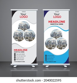 Roll up banner stand template, advertisement, pull up, polygon background, vector illustration, business flyer, display, x-banner, flag-banner, infographics