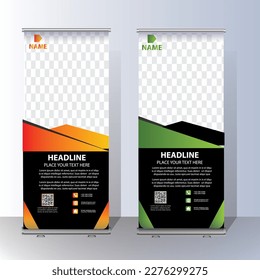 Banner Roll Up, portaduría de la plantilla pancarta planetario diseño de plantilla vectorial, fondo abstracto, moderno x-banner, rectángulo tamaño diseño colorido de arrastre.