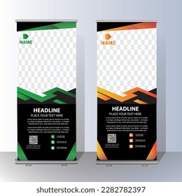 Roll Up banner, stand template brochure flyer banner design template vector, abstract background, modern x-banner, rectangle size colorful pull up design.