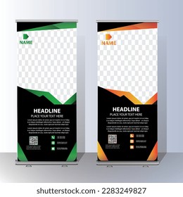 Roll Up banner, stand template brochure flyer banner design template vector, abstract background, modern x-banner, rectangle size colorful pull up design.