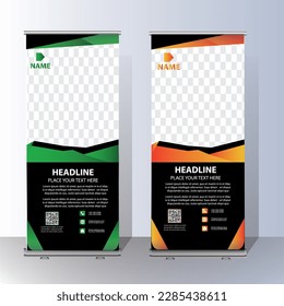 Banner Roll Up, portaduría de la plantilla pancarta planetario diseño de plantilla vectorial, fondo abstracto, moderno x-banner, rectángulo tamaño diseño colorido de arrastre.