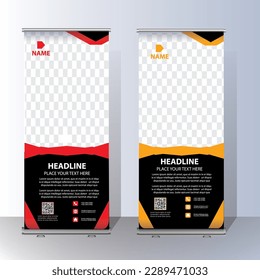 Roll Up banner, stand template brochure flyer banner design template vector, abstract background, modern x-banner, rectangle size colorful pull up design.
