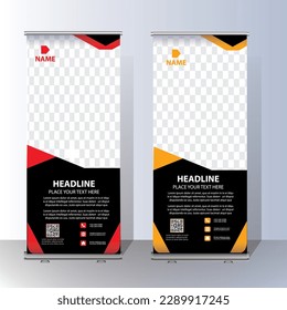 Roll Up banner, stand template brochure flyer banner design template vector, abstract background, modern x-banner, rectangle size colorful pull up design.