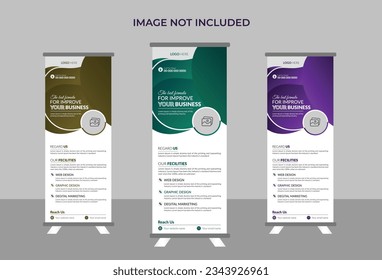 Roll up banner stand template, Corporate rollup design template, Roll-up banner design, layout of the booth for conferences, presentations, promotions and events, modern abstract graphic style