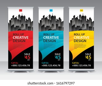 Roll up banner stand template Creative design, Web banner design, Business roll up banner, Modern Exhibition Advertising vector eps10