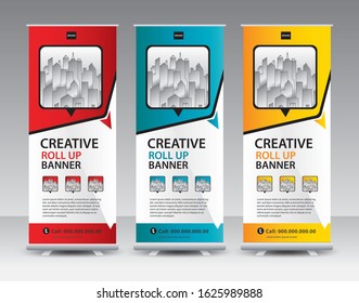 Roll up banner stand template Creative design, Web banner design, Business roll up banner, Modern Exhibition Advertising vector eps10