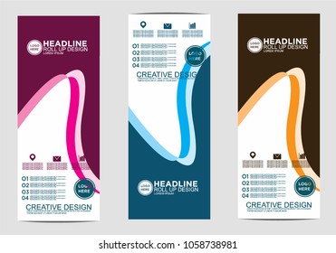 Roll up banner stand template design vector