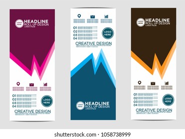 Roll up banner stand template design vector