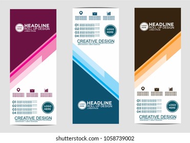 Roll up banner stand template design vector