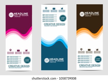 Roll up banner stand template design vector