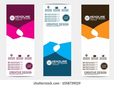 Roll up banner stand template design vector