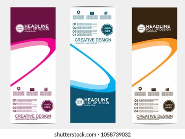 Roll up banner stand template design vector