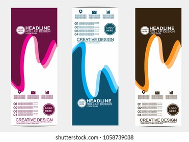 Roll up banner stand template design vector