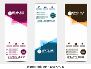 Roll up banner stand template design vector