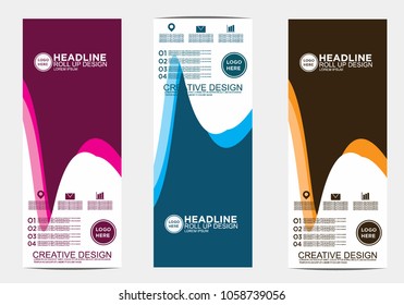 Roll up banner stand template design vector