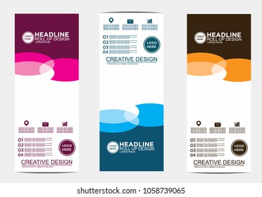 Roll up banner stand template design vector