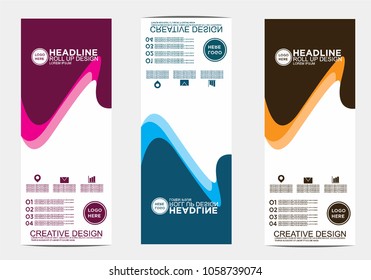 Roll up banner stand template design vector