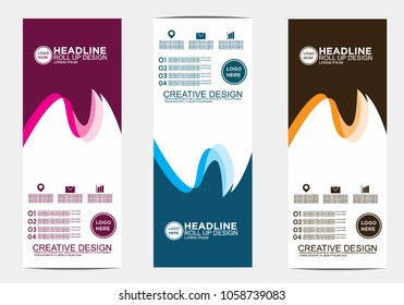 Roll up banner stand template design vector