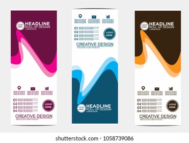 Roll up banner stand template design vector