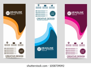Roll up banner stand template design vector