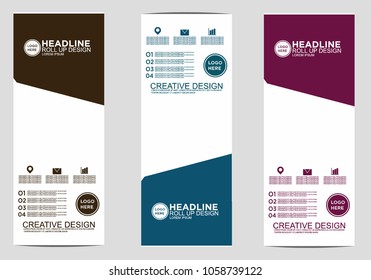 Roll up banner stand template design vector
