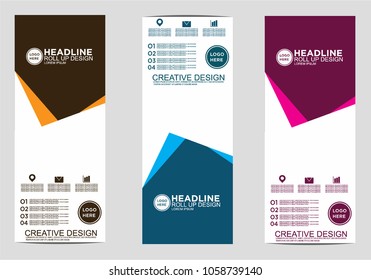 Roll up banner stand template design vector