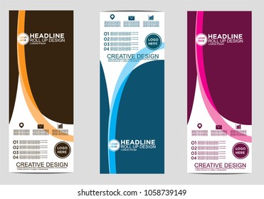 Roll up banner stand template design vector